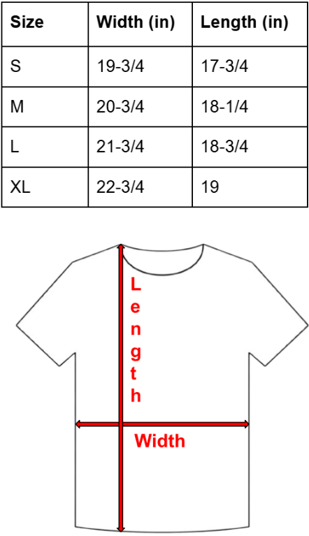 Size Chart for Hustle and Heart